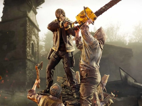 Resident Evil 4 Ultimate Premium Masterline Leon S. Kennedy vs. Chainsaw Villager 1/4 Scale Statue